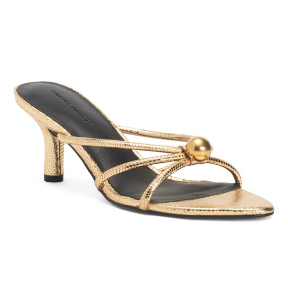 Rebecca Minkoff Shoes - New Rebecca Minkoff Gold Kitten Heeled Leather Sandals Size 7.5M